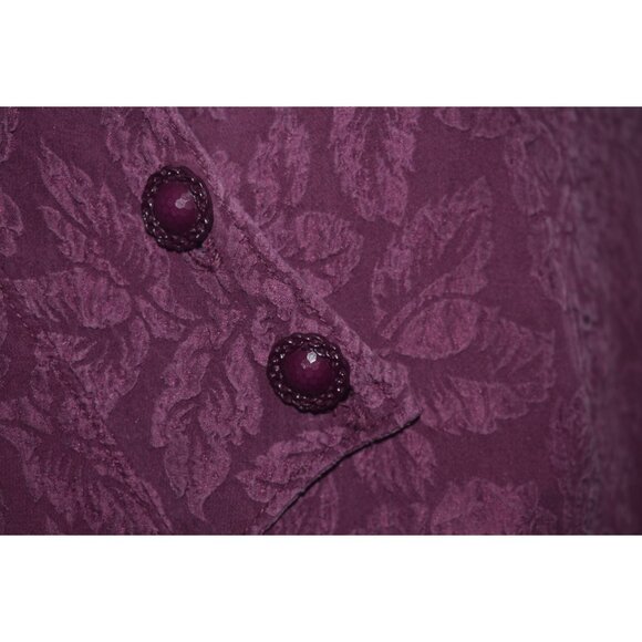 URU Jacket Textured Embossed Silk Tunic Travelers Coat Buttons Pockets L XL - Picture 2 of 8